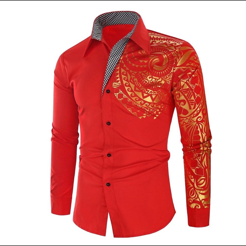 Men’s Shirt Graphic Print Long Sleeve NIP